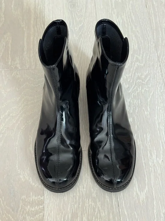 Stuart Weitzman 50/50 Black Patent Leather Ankle Boots - Picture 4 of 10